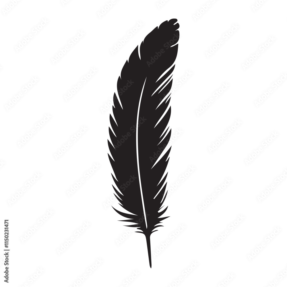 Fototapeta premium Simple Black Silhouette Feather Illustration Design