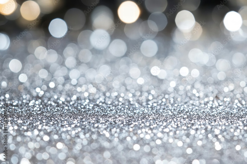 Silver Glitter Background with Bokeh Lights Silver Glitter Background with Bokeh Lights