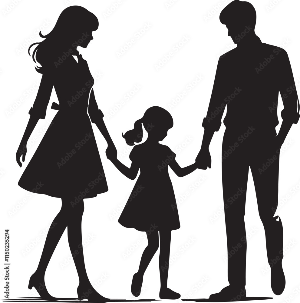Silhouette vector illustration of family on white background Silhouette vector illustration of family on white background