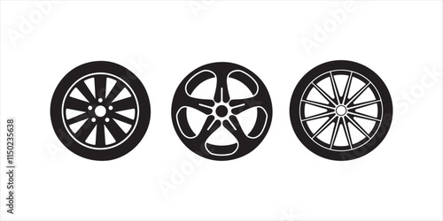 Car wheel set hand drawn illustration on white background. wheel vector. set auto tire, wheel tires and discs.