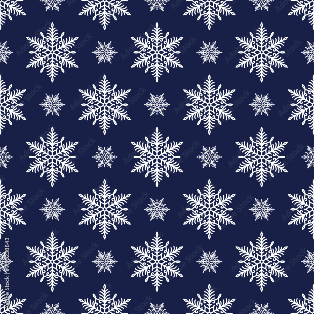 Snowflakes seamless pattern, detailed hand drawn vector line illustration. Graphic outline doodle drawing. Christmas and New Year background for frosty winter design, gift wrapping, packaging, textile Snowflakes seamless pattern, detailed hand drawn vector line illustration. Graphic outline doodle drawing. Christmas and New Year background for frosty winter design, gift wrapping, packaging, textile