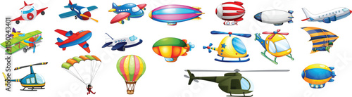 Vector Different Modes of Air Transportation