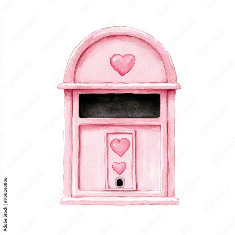 Cute Pink Mailbox Watercolor Clipart Hearts Romantic Love Letters Cute Pink Mailbox Watercolor Clipart Hearts Romantic Love Letters