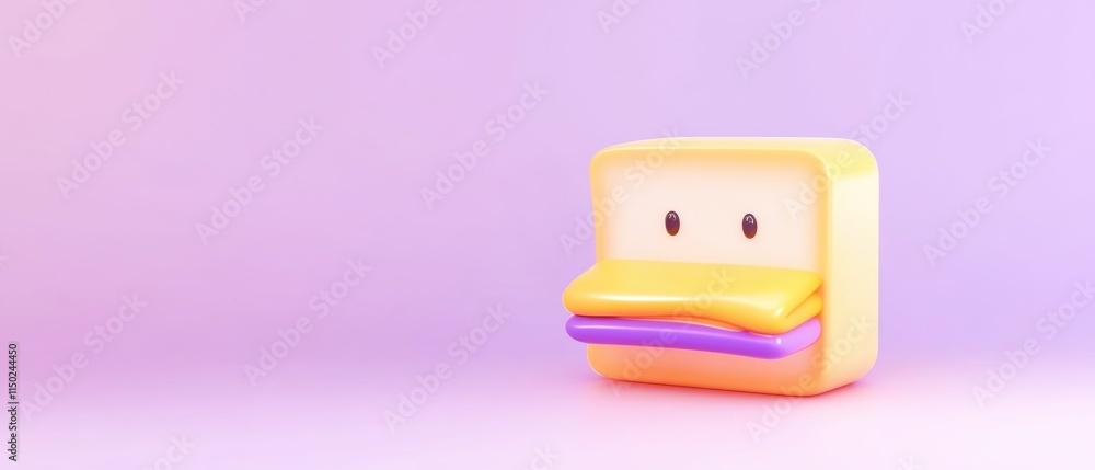 A cute, cartoonish sandwich character with a friendly face, placed against a soft purple background, exuding a playful and whimsical vibe. A cute, cartoonish sandwich character with a friendly face, placed against a soft purple background, exuding a playful and whimsical vibe.