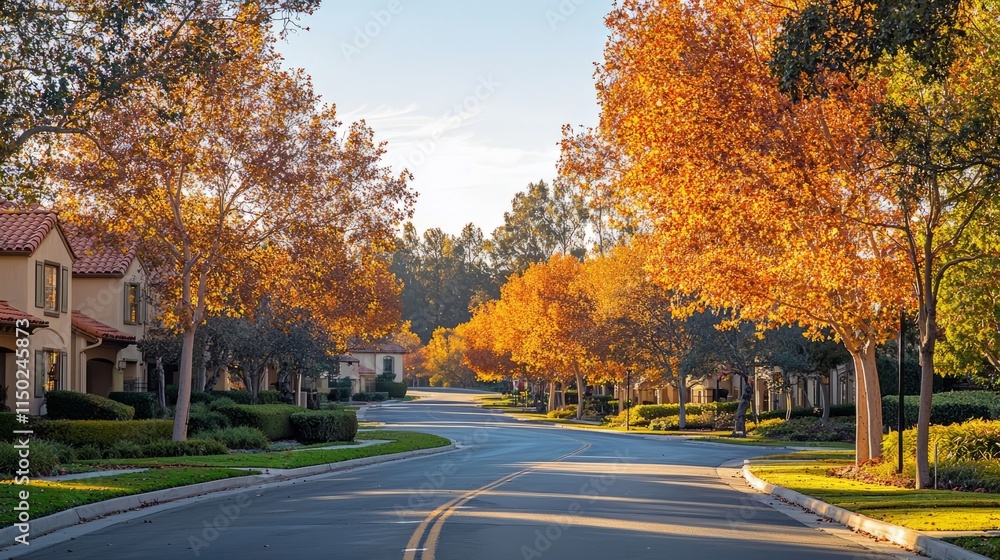 Autumn Street Scene with Vibrant Fall Foliage Autumn Street Scene with Vibrant Fall Foliage