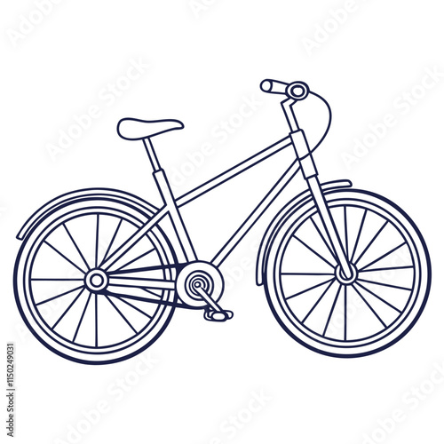 a Bicycle Line Art, clipart simple and minimal, white background,