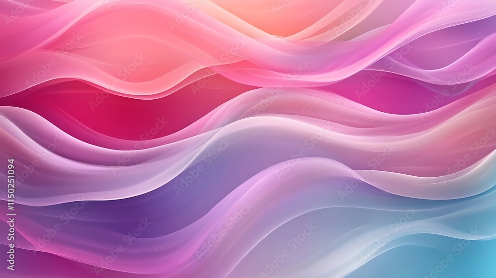 An abstract background featuring soft sine waves in vibrant, flowing colors. The waves move gently across the canvas, blending hues of pink, purple, and turquoise, with subtle gradients transitioning An abstract background featuring soft sine waves in vibrant, flowing colors. The waves move gently across the canvas, blending hues of pink, purple, and turquoise, with subtle gradients transitioning