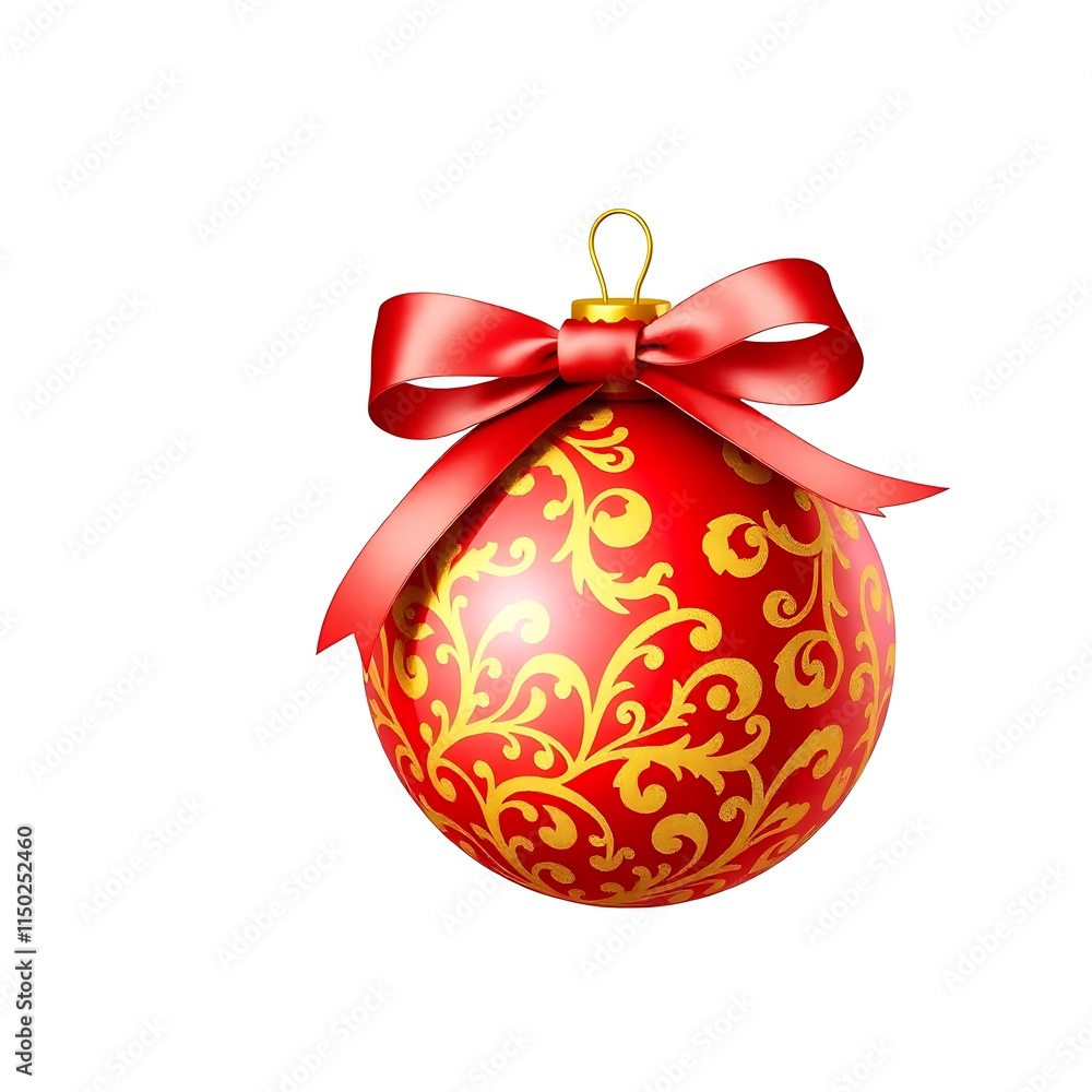 Red Christmas Ornament with Gold Design Red Christmas Ornament with Gold Design