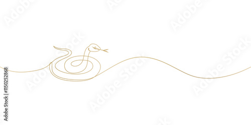 Snake in one Continuous line for Chinese New Year celebration. year of snake vector