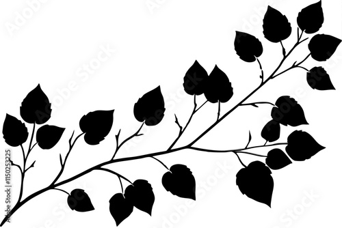 leaves of linden tree silhouette.