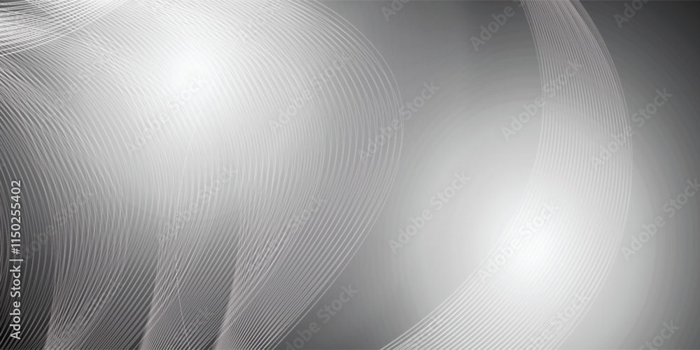 Grey abstract curved wavy lines on black background. Black background with line curve design. Blurred black silk fabric. Iridescent and shining like a star in the night sky, It has a taffeta-like body Grey abstract curved wavy lines on black background. Black background with line curve design. Blurred black silk fabric. Iridescent and shining like a star in the night sky, It has a taffeta-like body