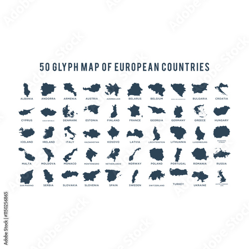 European countries map icons set design illustration