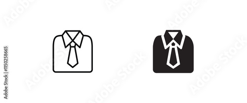 Uniform Male dress shirt icon. Shirt and tie icon suit men formal business wear icon symbol logo illustration, editable stroke, flat design style isolated on white