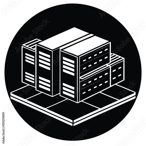 Server room flat silhouette