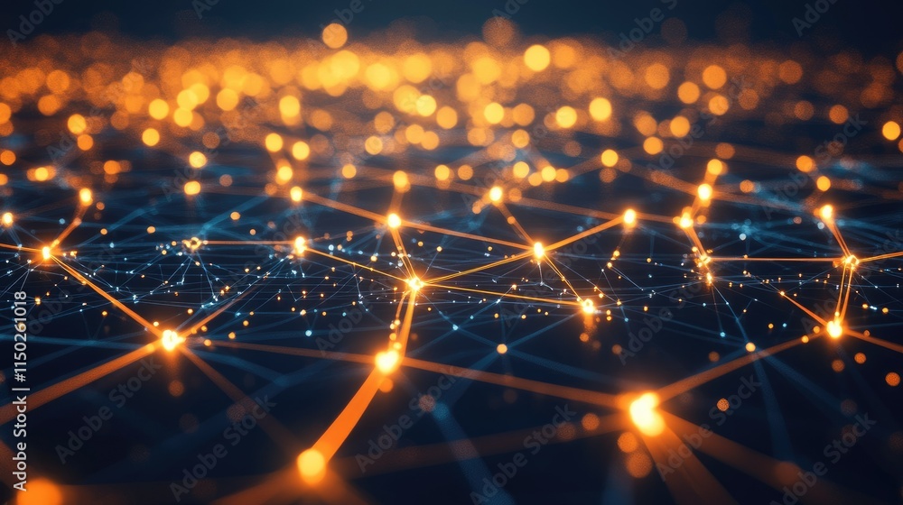 Fototapeta premium Digital network connections glowing in a geometric pattern