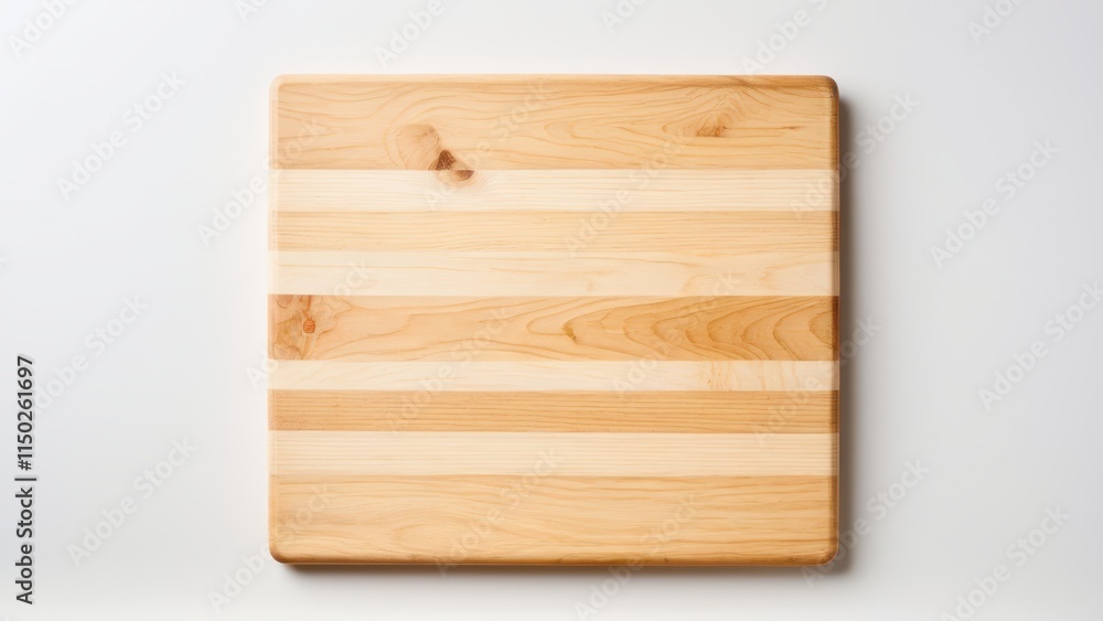 Wooden rectangular cutting board mockup with alternating striped design for cooking and food prep Wooden rectangular cutting board mockup with alternating striped design for cooking and food prep