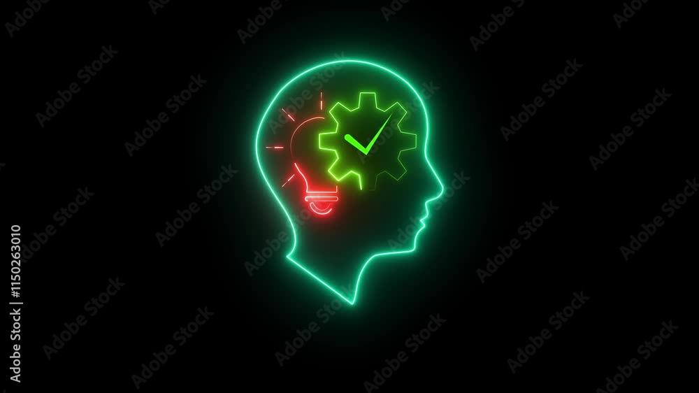 Operation of thinking. Understand. Mastering new content. Semantic perception of information. glowing neon linear icon isolated on black background. Operation of thinking. Understand. Mastering new content. Semantic perception of information. glowing neon linear icon isolated on black background.