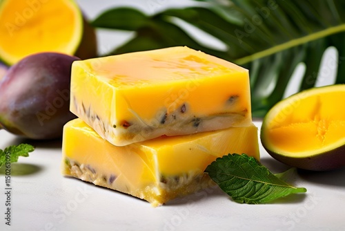 37 mango and passion fruit squares tropical fruit flavors in a r photo