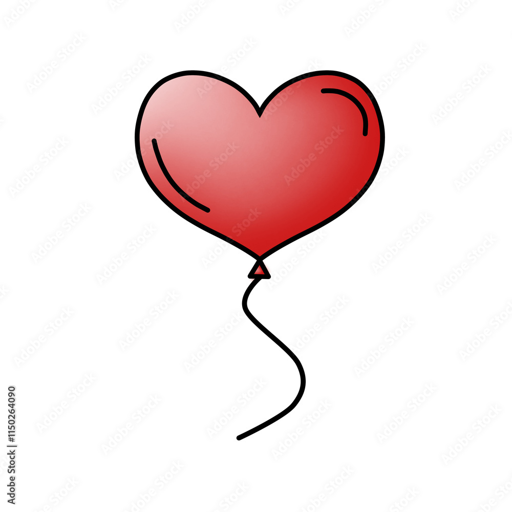 Red heart balloon raster illustration Red heart balloon raster illustration