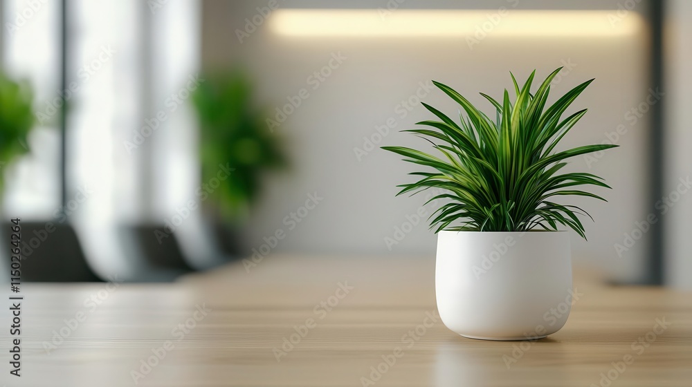 Spacious office with soft lighting, indoor plants, wellnessoriented design, relaxing office environment Spacious office with soft lighting, indoor plants, wellnessoriented design, relaxing office environment