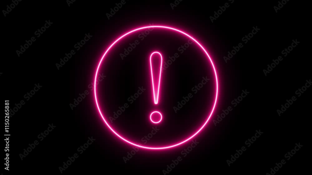 Abstract glowing neon Exclametory symbol icon animation. Abstract glowing neon Exclametory symbol icon animation.