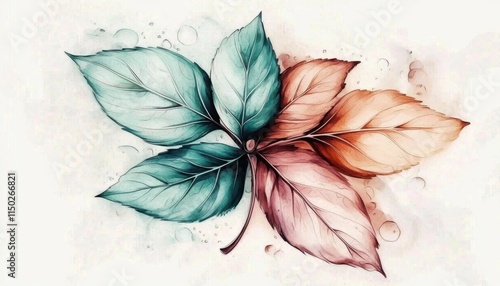 Wallpaper Mural Beautifully Painted Leaves in Vivid Colors Torontodigital.ca