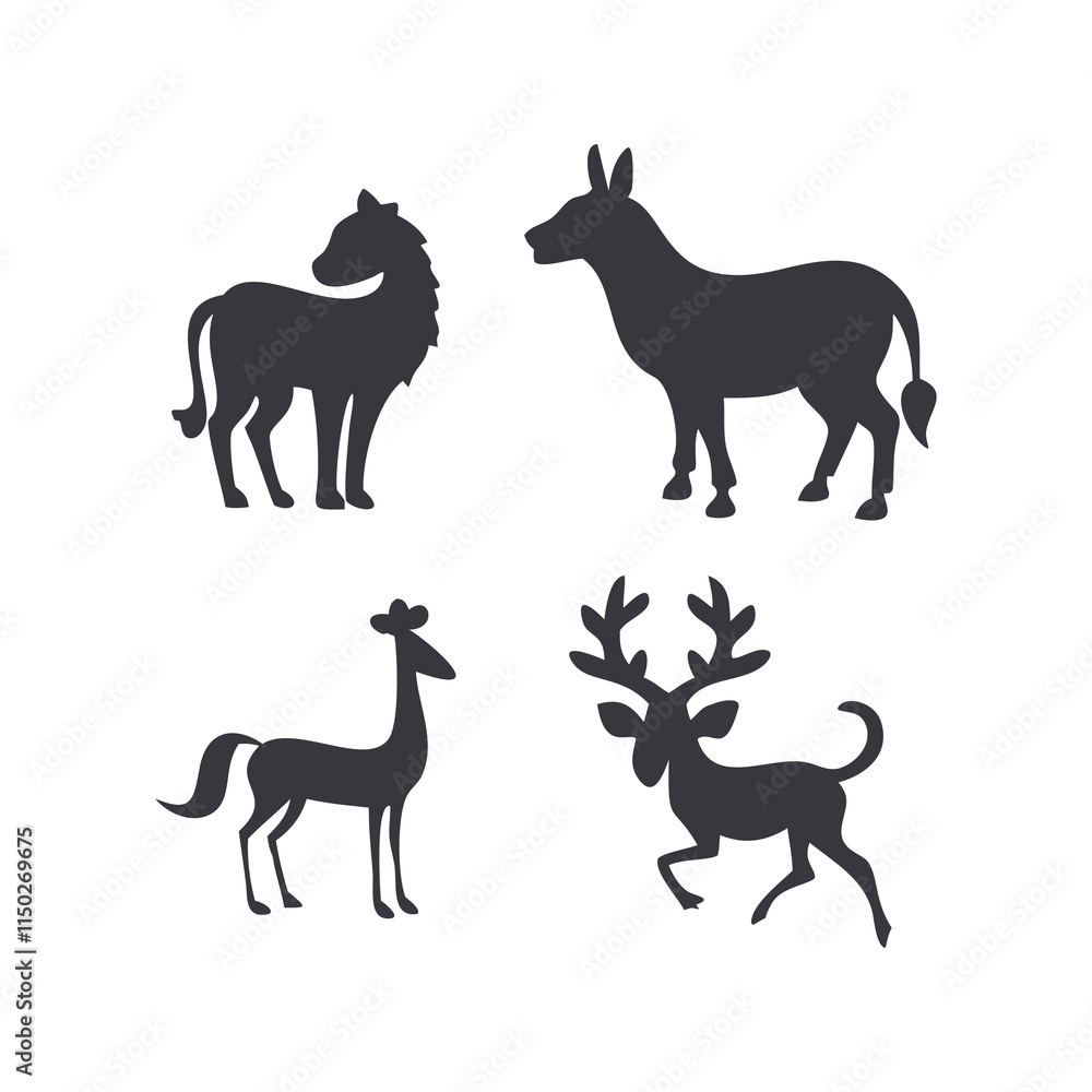 Fototapeta premium Premium Animal Silhouette Vector Pack | Wildlife and Pet Collection 
