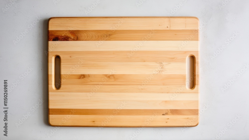Elegant rectangular wooden cutting board mockup with smooth striped pattern for kitchen prep Elegant rectangular wooden cutting board mockup with smooth striped pattern for kitchen prep
