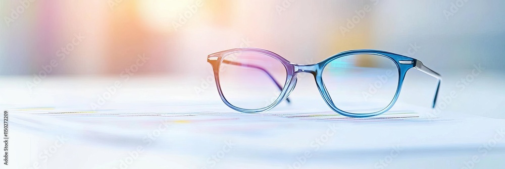 Medical Chart With Reading Glasses Showcasing Reflections on a Sterile Surface Medical Chart With Reading Glasses Showcasing Reflections on a Sterile Surface