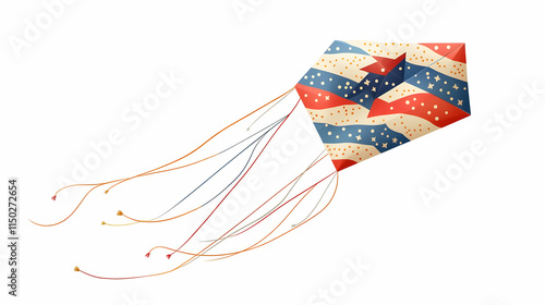 Vector of a kite with national flag patterns isolated on white background. concept as A cheerful vector illustration of a kite decorated with national flag patterns symbolizing joy and freedom on Repu photo