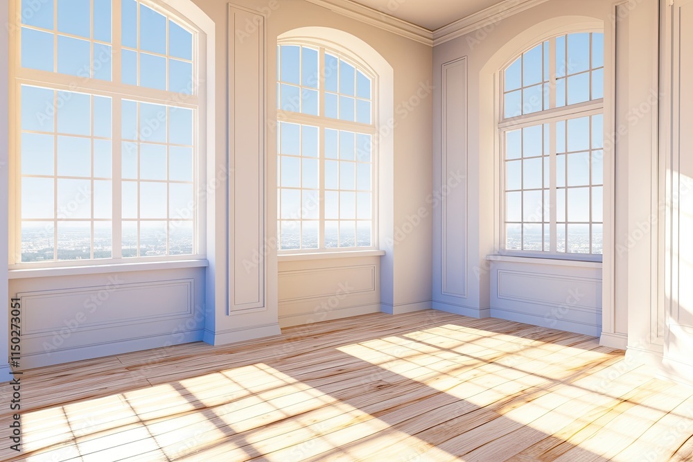 Fototapeta premium Glowing Cube Illuminates an Empty Room, Inviting Wonder and Contemplation