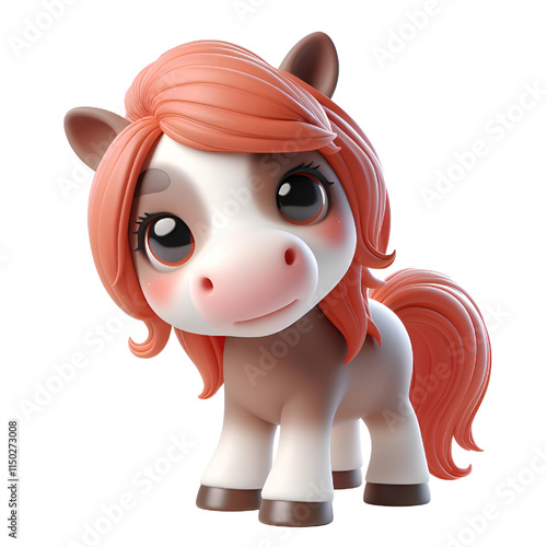 Cute cartoon horse isolated on white background