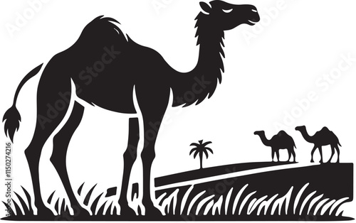 Camel Silhouette Vector Icon Illustration

