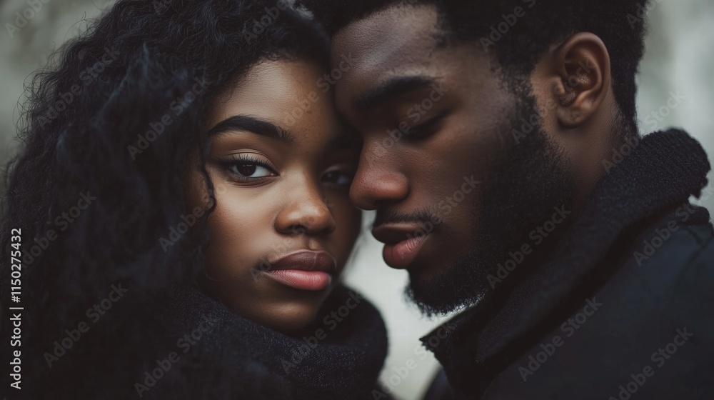 Close-up portrait of a couple with intimate expressions. Romantic relationship concept Close-up portrait of a couple with intimate expressions. Romantic relationship concept