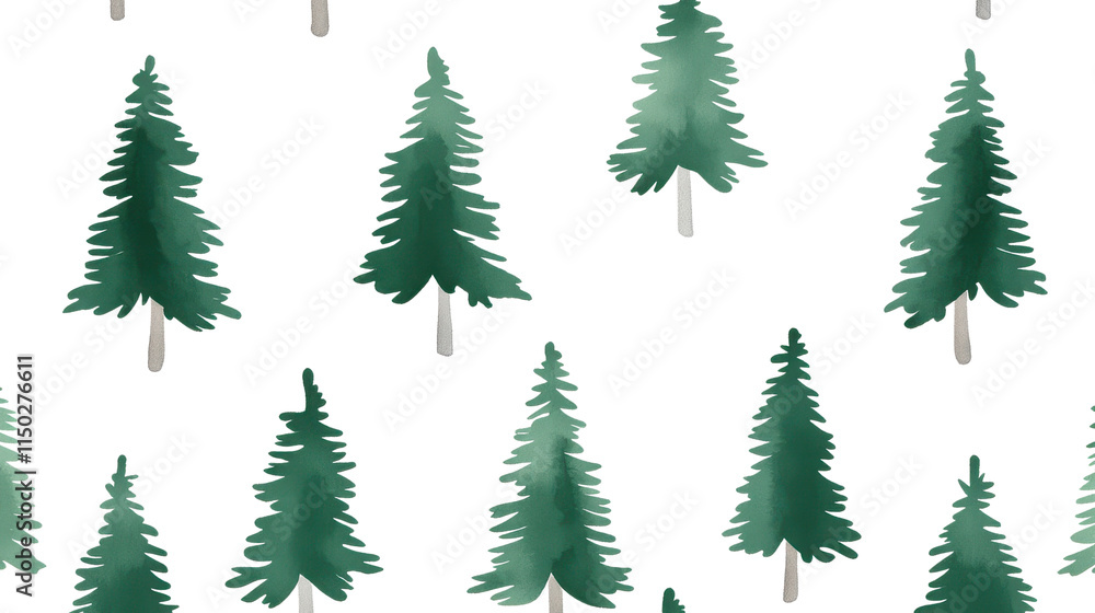 Forest Pattern with Evergreen Trees on Transparent Background Forest Pattern with Evergreen Trees on Transparent Background
