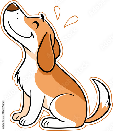 Happy Beagle Puppy Cartoon Illustration - Cute Dog, Brown & White.