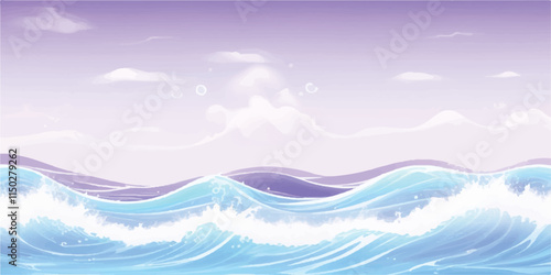 Abstract Ocean Texture in Purple & White: A serene, flowing watercolor texture representing abstract ocean waves in purple and white hues, ideal for backgrounds, banners, and abstract design work."
