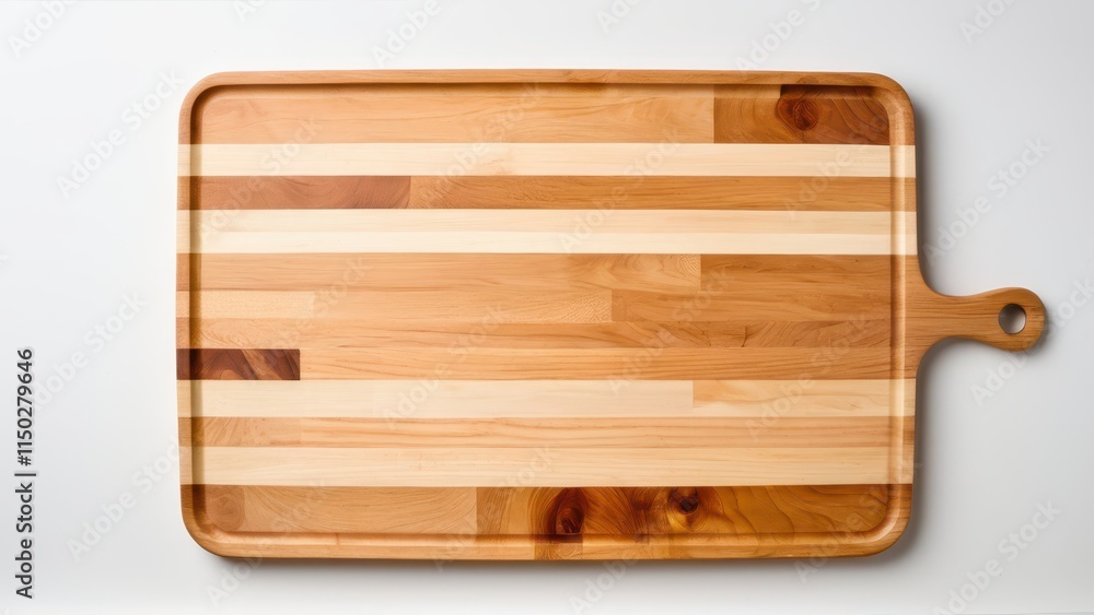 Minimalist square wooden cutting board mockup with clean light and dark stripes and smooth edges for kitchen use Minimalist square wooden cutting board mockup with clean light and dark stripes and smooth edges for kitchen use