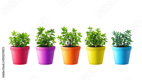 Colorful Potted Plants in Bright Pots for Home Decoration
