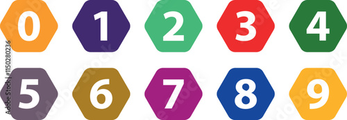 Set of number from zero to nine 0-9. For typography for poster, birthday, animation, t shirt, racing, game, decoration, promotion, sale. Vector illustration