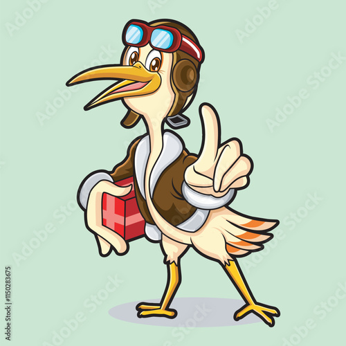 Stork bird deliver package