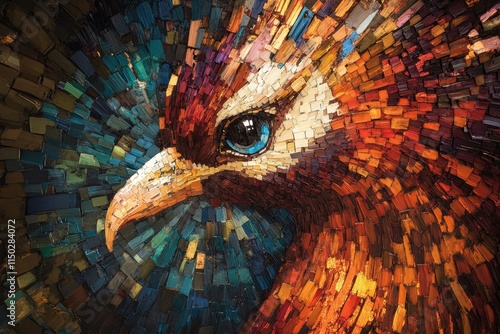 Majestic Eagle Portrait In Vibrant Mosaic Style photo