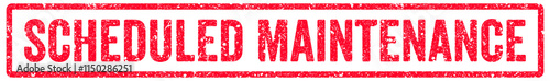 Scheduled Maintenance Stamp Transparent Seal, Red Grunge Scheduled Maintenance Word Rubber Stamp Seal