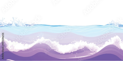 Purple Tides: Soft Watercolor Waves in Abstract Design: Soft, calming watercolor ocean waves in purple tones, perfect for ocean-inspired backgrounds, digital art, or abstract design graphics.