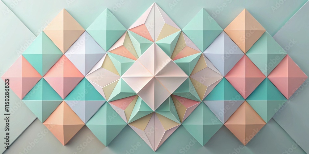 Abstract Pastel Geometric Wall Panel Design Featuring Interlocking Triangular and Square Shapes Abstract Pastel Geometric Wall Panel Design Featuring Interlocking Triangular and Square Shapes