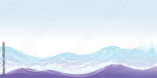 Purple Tides: Soft Watercolor Waves in Abstract Design: Soft, calming watercolor ocean waves in purple tones, perfect for ocean-inspired backgrounds, digital art, or abstract design graphics.