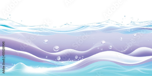 Ocean Wave Flow in Abstract Purple: Fluid, abstract watercolor ocean wave texture in soothing purple and white hues, ideal for creative backgrounds, banners, and abstract ocean-themed designs.