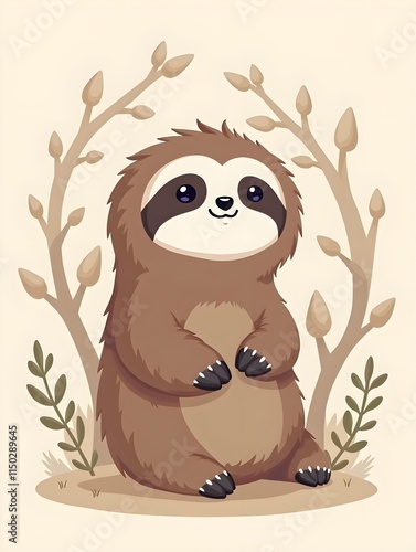 Variation activities daily of cute sloth. Twitch emote cute sloth icon. Funny baby sloth animal series stock illustration. Slow life of fluffy sloth designs. photo