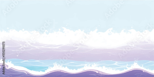 Ocean Wave Flow in Abstract Purple: Fluid, abstract watercolor ocean wave texture in soothing purple and white hues, ideal for creative backgrounds, banners, and abstract ocean-themed designs.