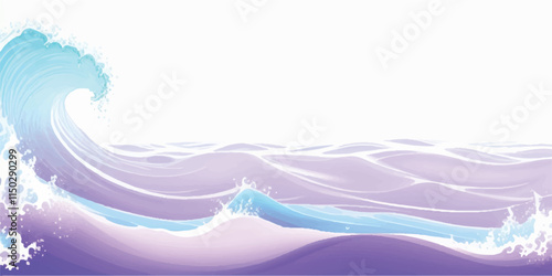 Ocean Wave Flow in Abstract Purple: Fluid, abstract watercolor ocean wave texture in soothing purple and white hues, ideal for creative backgrounds, banners, and abstract ocean-themed designs.